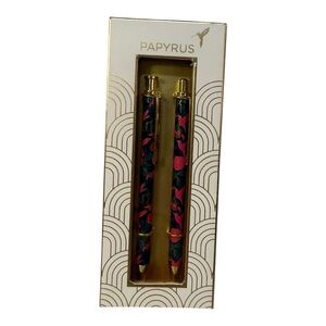 Papyrus Pen & Mechanical Pencil Set – Floral Design – Gift Boxed. NEW